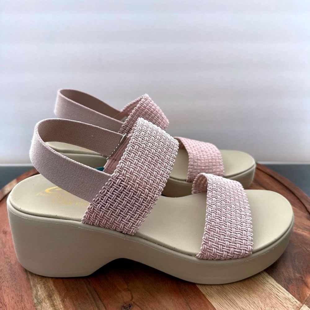 Skechers Cali Rumble On Night Out Blush Pink Wedge Sandals 119413 Womens 10